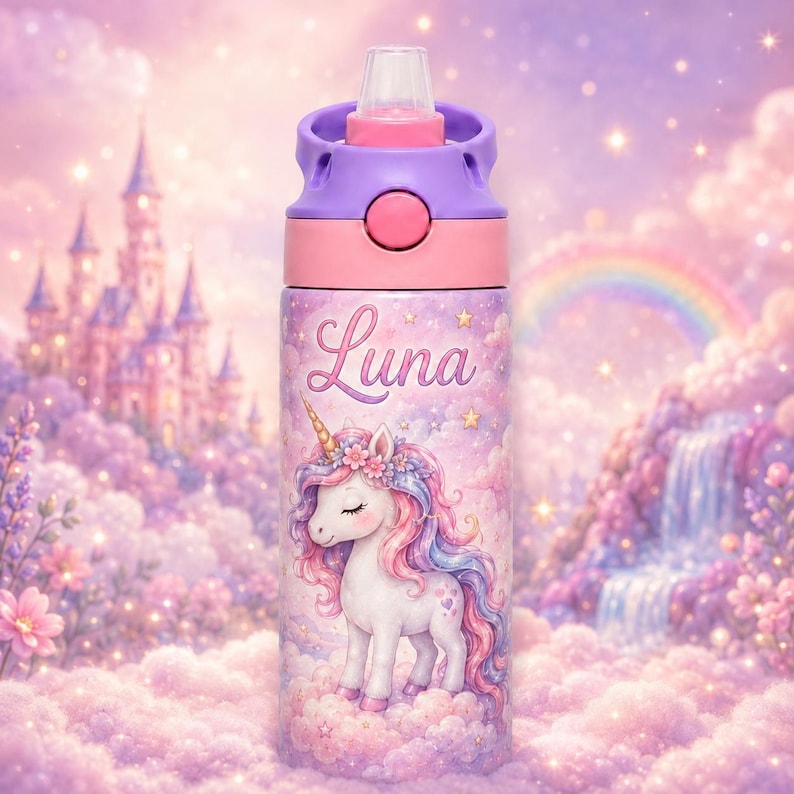 Personalized Unicorn Water Bottle